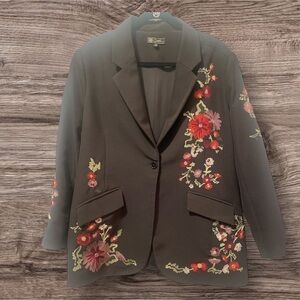Embroidered Blazer DG2 black with embroidered flowers Country Sheek (1X)